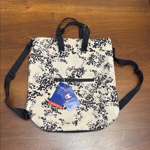 Champion Speckled Black and Cream Tote backpack